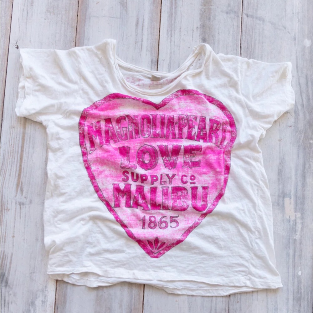 Magnolia Pearl White and Pink Heart Tee